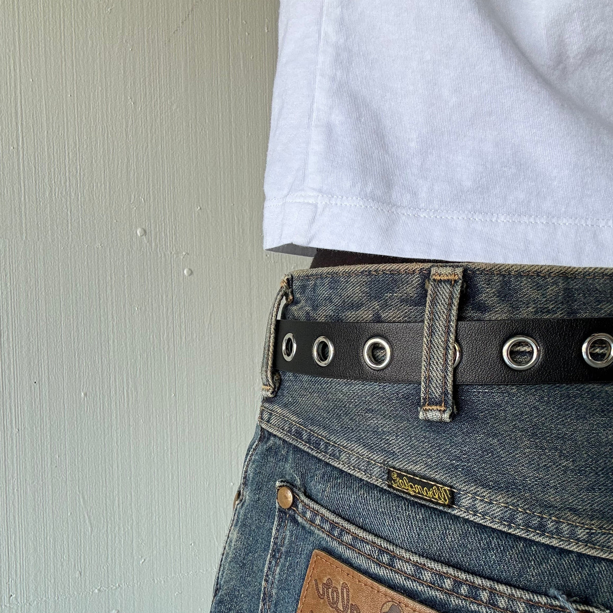Black Skinny Western Belt