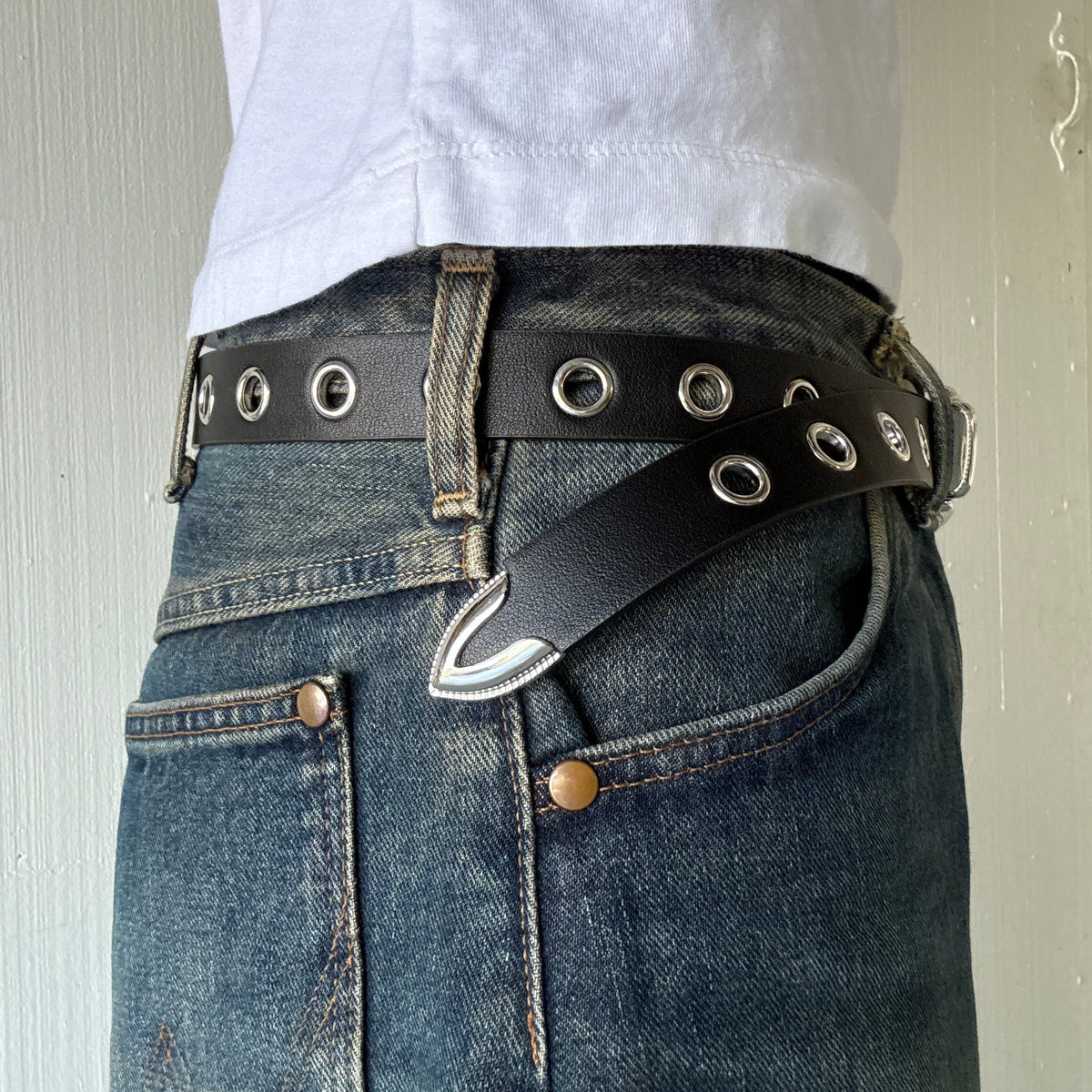 Black Skinny Western Belt