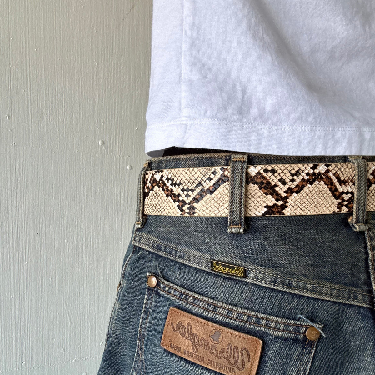 Tan Snake Skin Print Belt