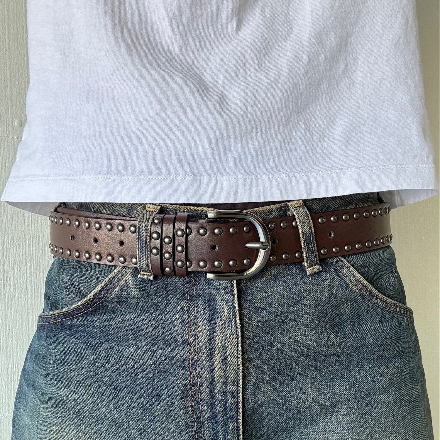 Brown Double Rivet Belt