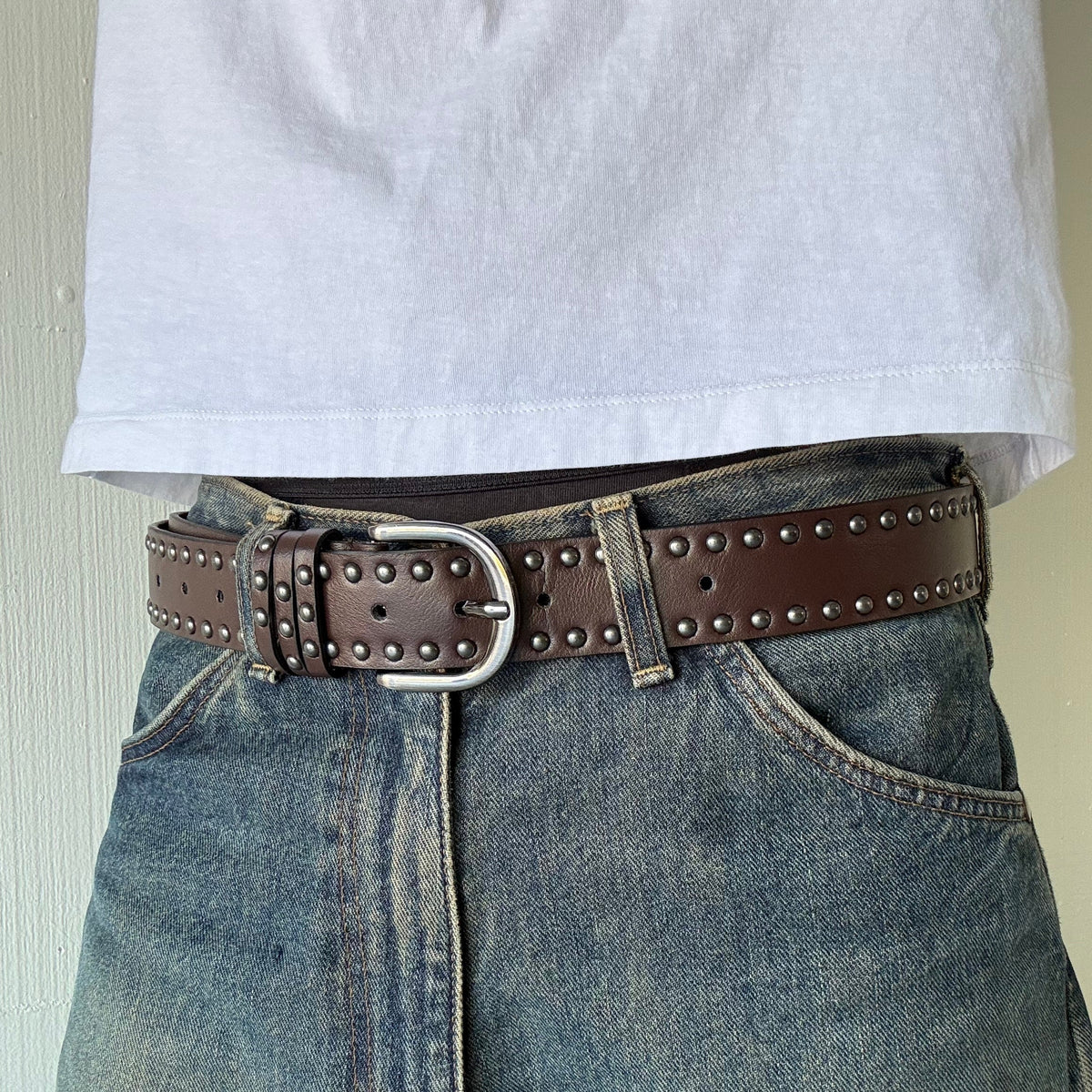 Brown Double Rivet Belt