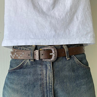 Brown Star Studded Western Cowboy Belt