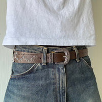 Brown Star Studded Western Cowboy Belt