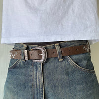 Brown Star Studded Western Cowboy Belt