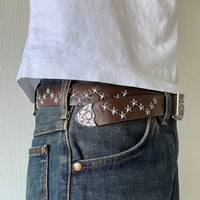 Brown Star Studded Western Cowboy Belt