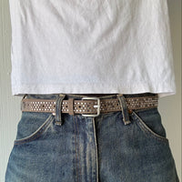 Brown Skinny Multi Color Studded Belt