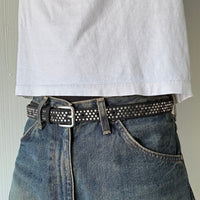 Black Skinny Multi Color Studded Belt