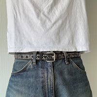 Black Skinny Multi Color Studded Belt