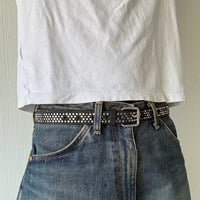 Black Skinny Multi Color Studded Belt