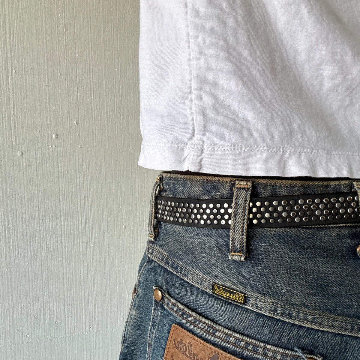 Black Skinny Multi Color Studded Belt
