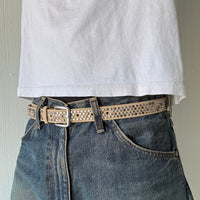 Tan Skinny Multi Color Studded Belt