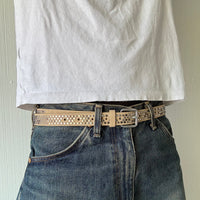 Tan Skinny Multi Color Studded Belt
