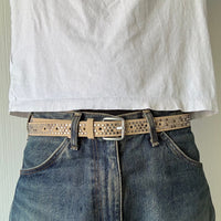 Tan Skinny Multi Color Studded Belt