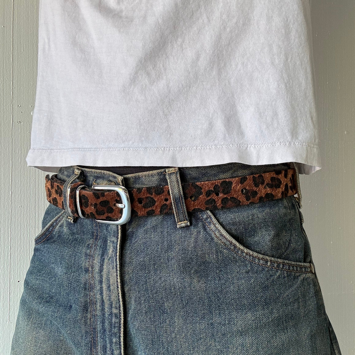 Brown Classic Leopard Print Belt