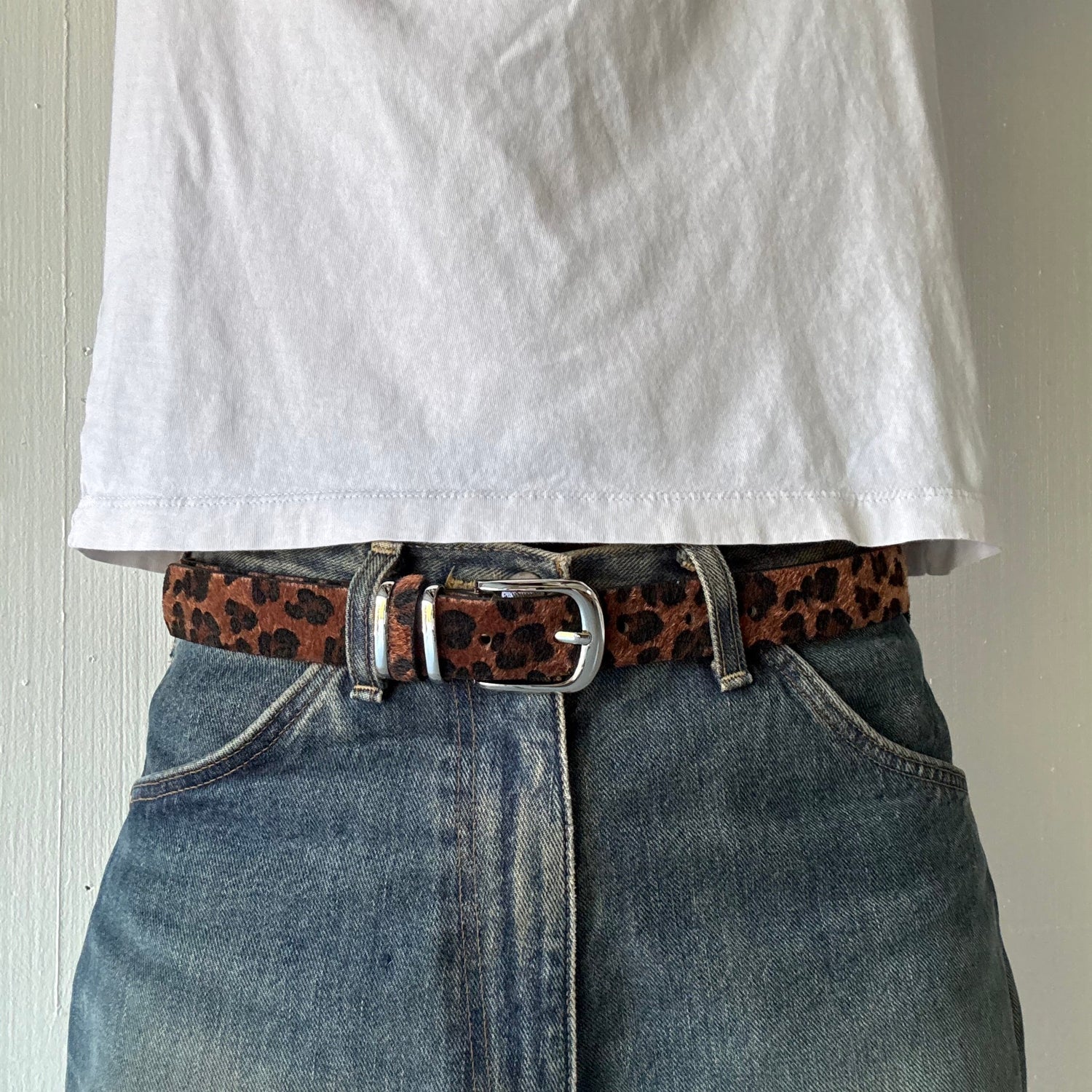 Brown Classic Leopard Print Belt