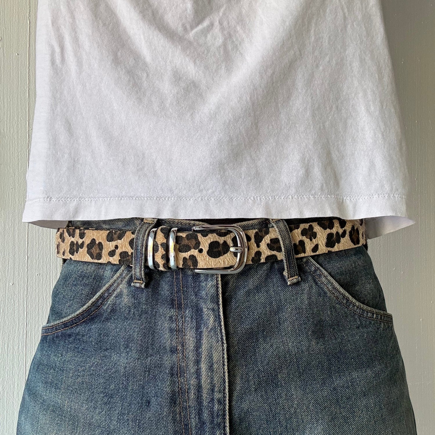 Tan Classic Leopard Print Belt