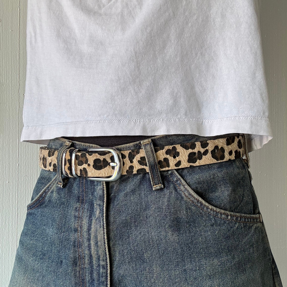 Tan Classic Leopard Print Belt