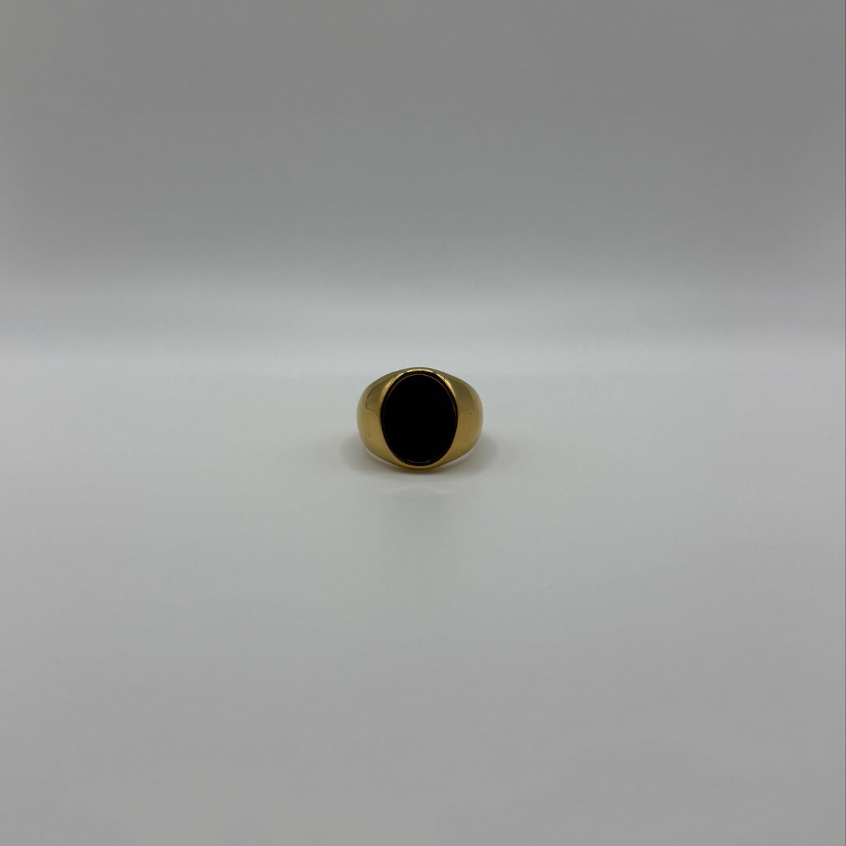 Gold Oval Black Onyx Signet Ring
