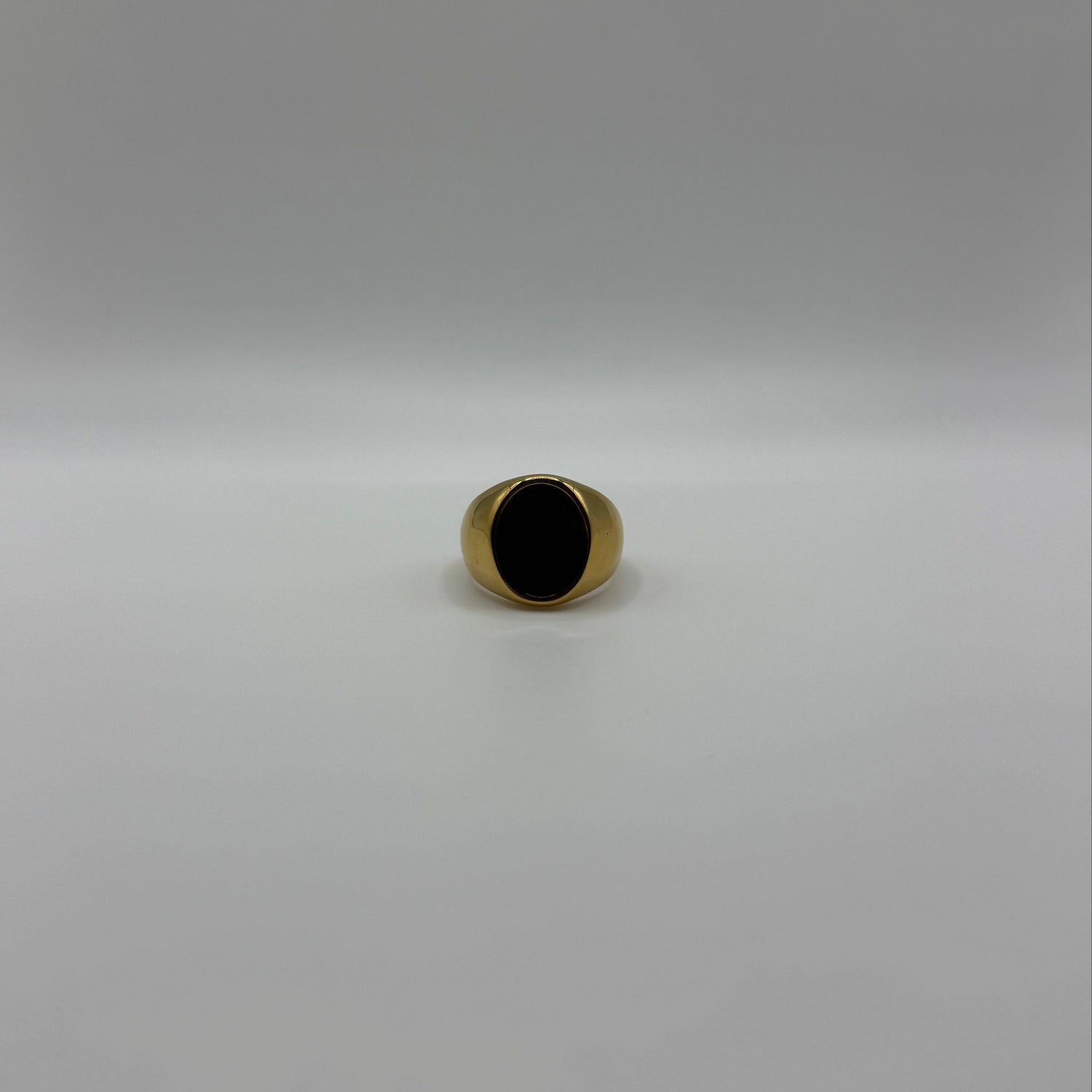 Gold Oval Black Onyx Signet Ring