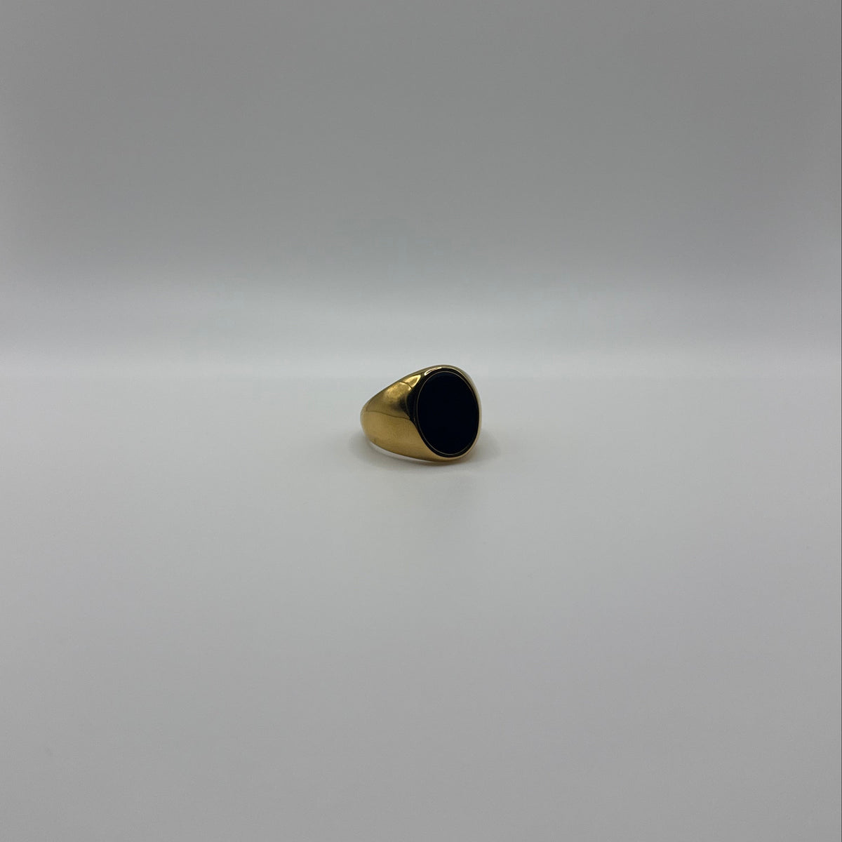 Gold Oval Black Onyx Signet Ring