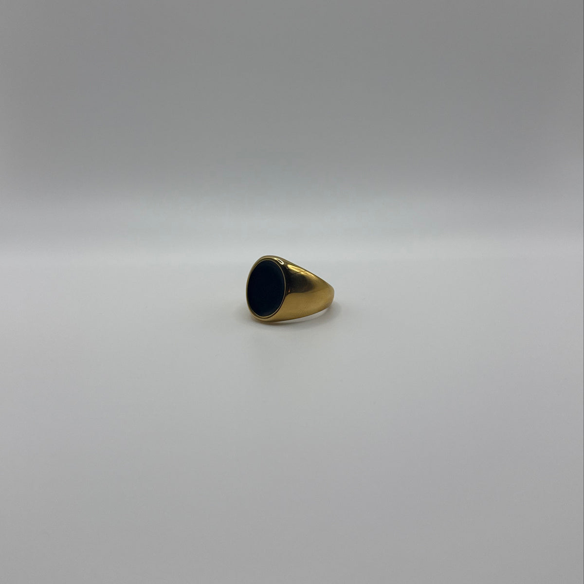 Gold Oval Black Onyx Signet Ring