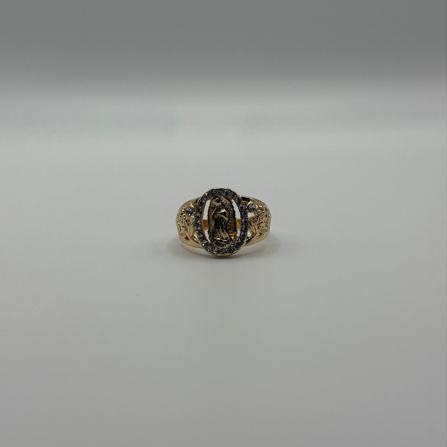 Gold Virgin Mary Crystal Ring