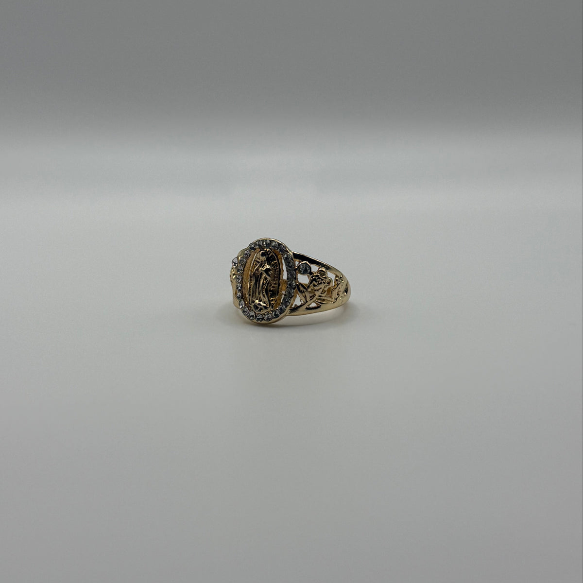 Gold Virgin Mary Crystal Ring