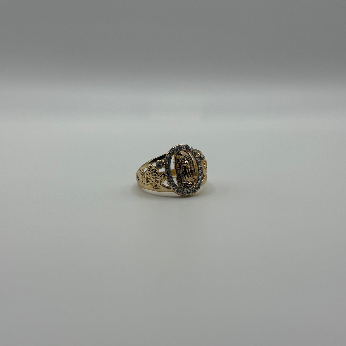 Gold Virgin Mary Crystal Ring