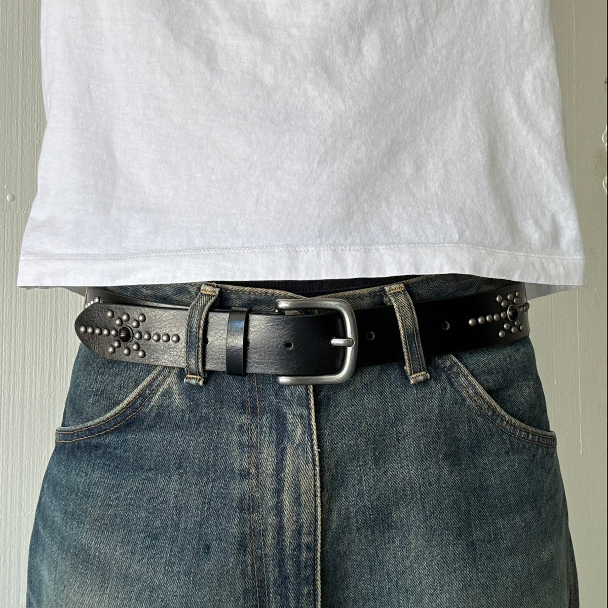 Black Studded Western Belt