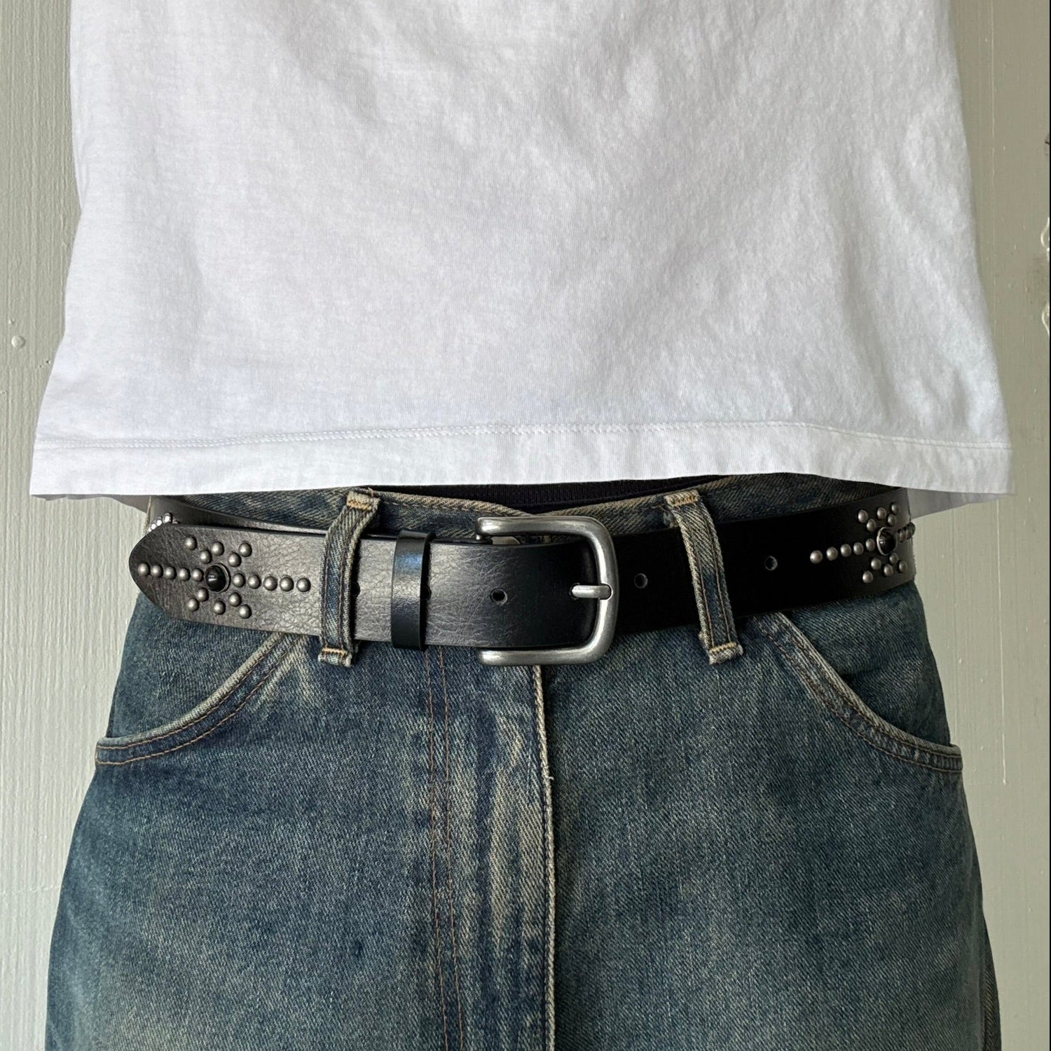 Black Studded Western Belt