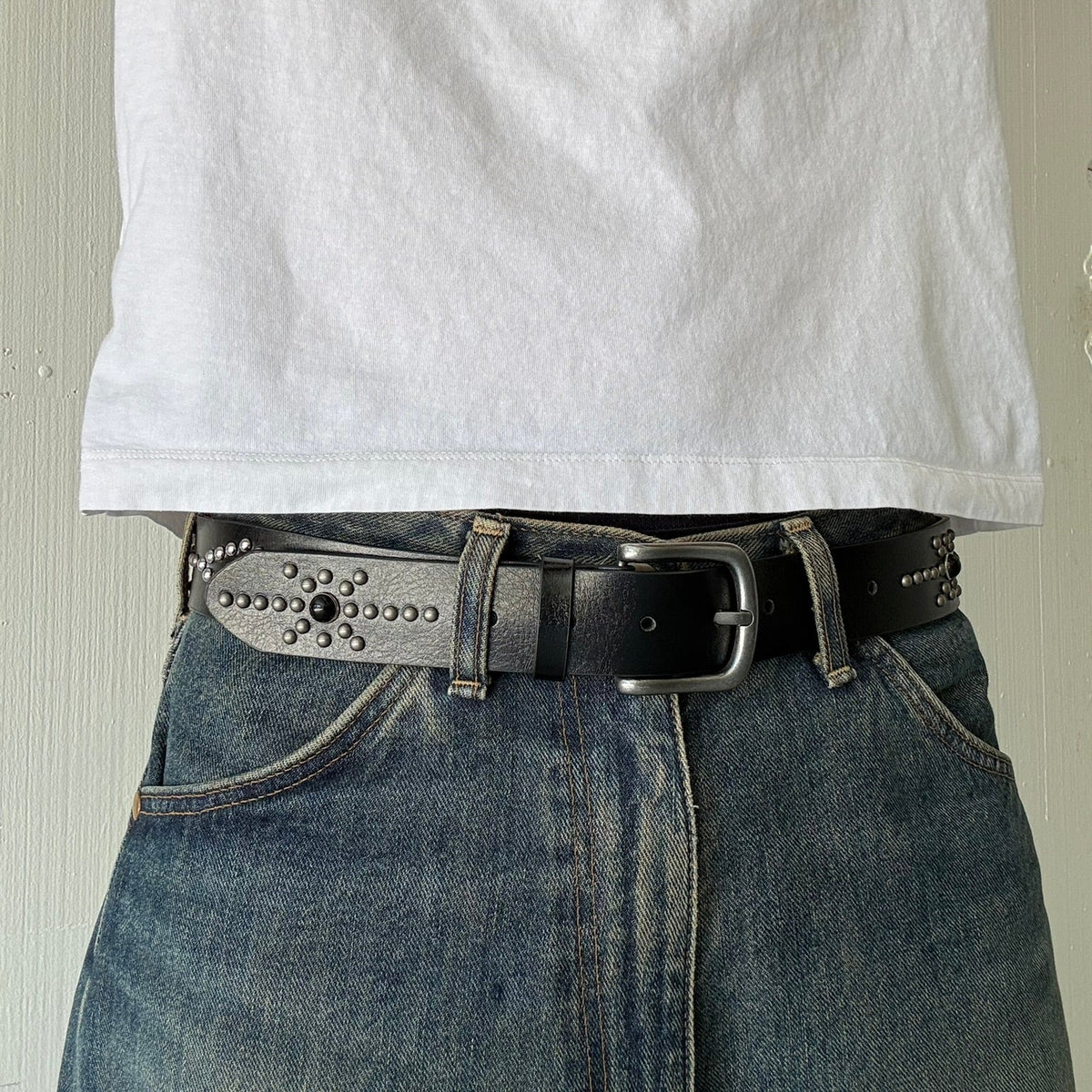 Black Studded Western Belt
