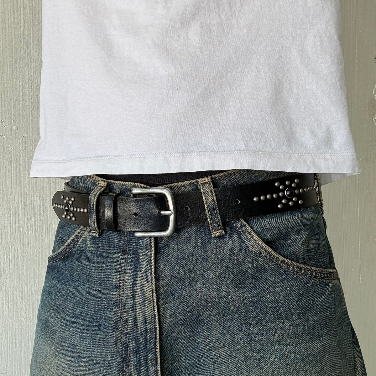 Black Studded Western Belt