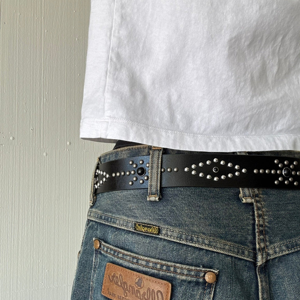 Black Studded Western Belt