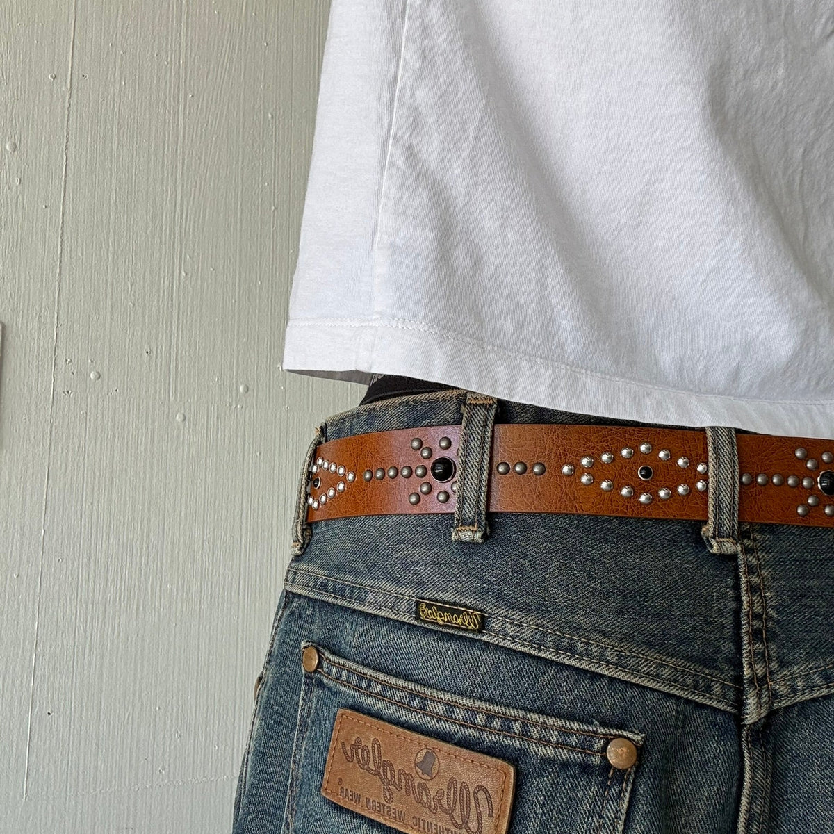 Tan Studded Western Belt