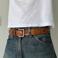 Tan Studded Western Belt