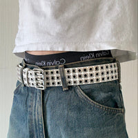 White Multiple Rivet Punk Belt