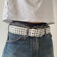 White Multiple Rivet Punk Belt