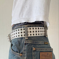 White Multiple Rivet Punk Belt
