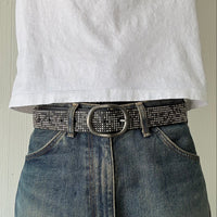 Black Oval Buckle Studded Belt