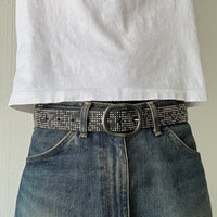 Black Oval Buckle Studded Belt