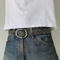 Black Oval Buckle Studded Belt