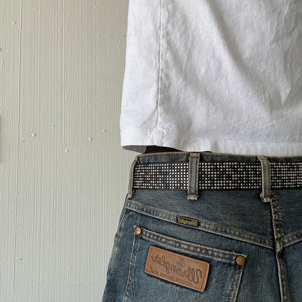 Black Oval Buckle Studded Belt