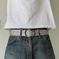 Silver Oval Buckle Studded Belt