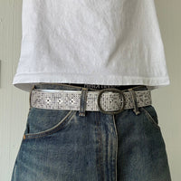 Silver Oval Buckle Studded Belt