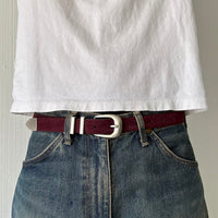 Burgundy Suede Classic Skinny Belt