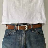 Brown Suede Classic Skinny Belt