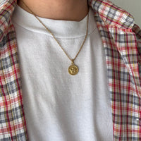 Gold Cherub Angel Round Pendant Necklace