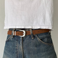 Brown Suede Classic Skinny Belt