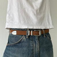 Brown Suede Classic Skinny Belt