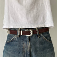 Dark Brown Suede Classic Skinny Belt